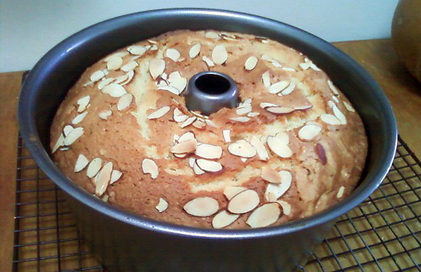 Buttermilk Pound Cake after being removed from the oven