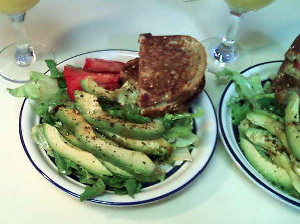 Grill Cheese Sandwich with Avocado and Tomato Salad