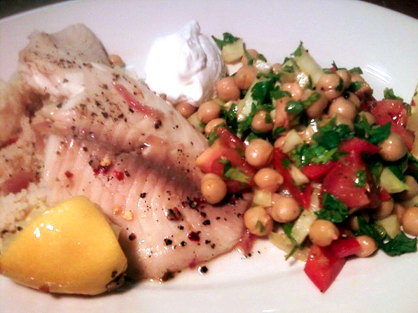 Tilapia, Chickpea Salad and Couscous
