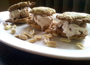 Salted Peanut Cookie and Strawberry Ice Cream Sandwich