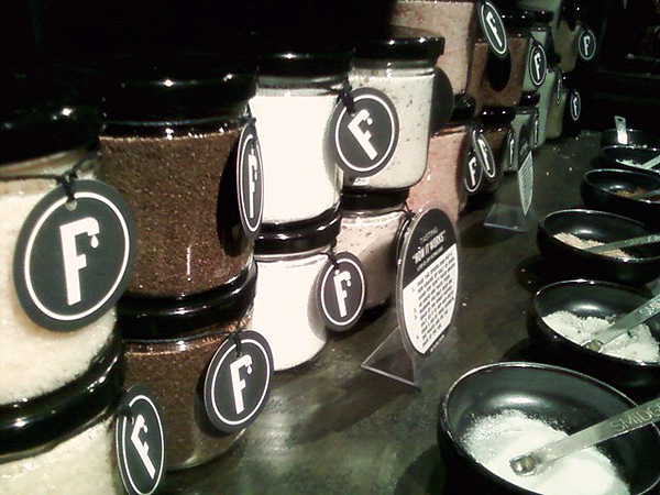 Smaller jars of sea salt are ready for purchase. 