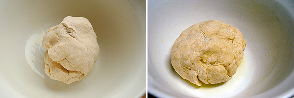 Step 3: Dough rising from start (image on left) to finish (image on right).