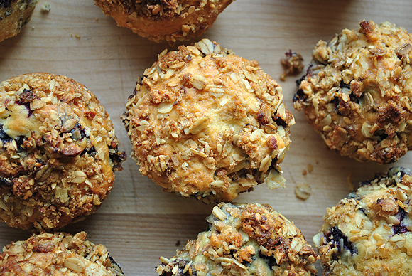 Blueberry Muffins with Almond Granola Topping