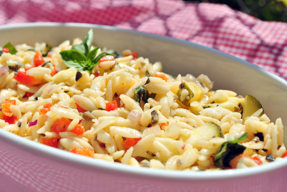Basil Orzo with Grilled Vegetables