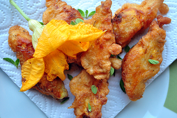 Fried Zucchini Flowers with Ricotta Cheese