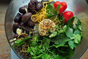 The Ingredients of the Kalamata Olive and Caper Tapenade