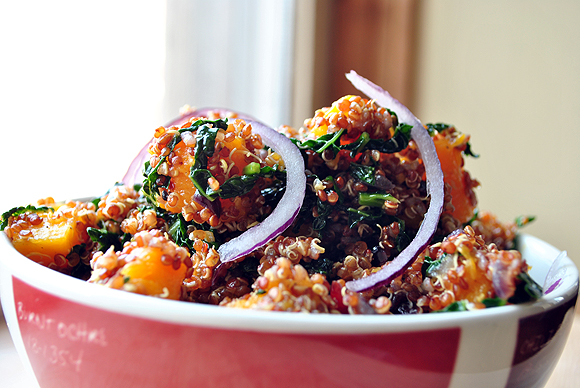 FrugivoreMag.com: Butternut Squash and Kale with Red Quinoa with Ginger Vinaigrette