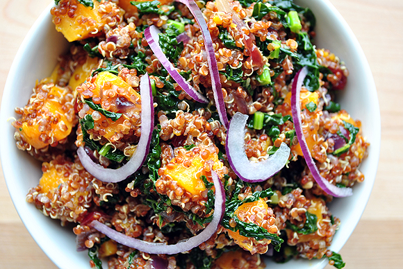 Butternut Squash and Kale with Red Quinoa with Ginger Vinaigrette