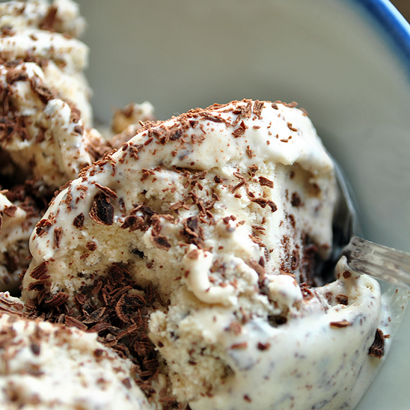 Mascarpone Ice Cream with Espresso Chocolate Shavings