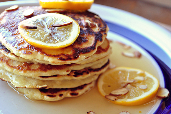 Quinoa Pancakes Pancakes with Meyer Lemon Syrup