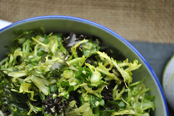 Kale and Friseé Salad with Matcha Green Tea Vinaigrette