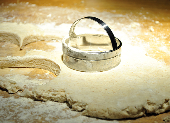 Cutting biscuit dough