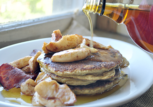Nutty Butternut Squash Pancakes With Baked Apples