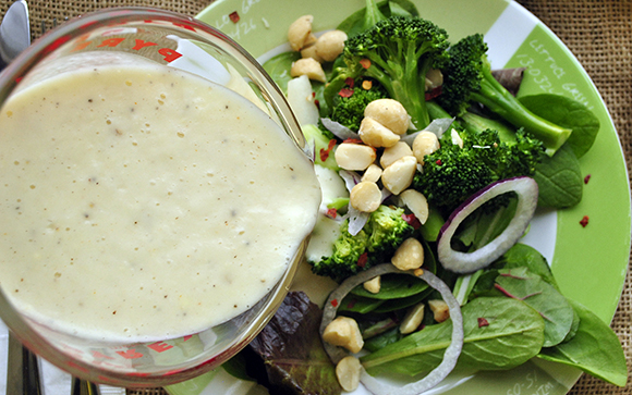 Broccoli and Pear Salad with Ginger Yogurt Vinaigrette