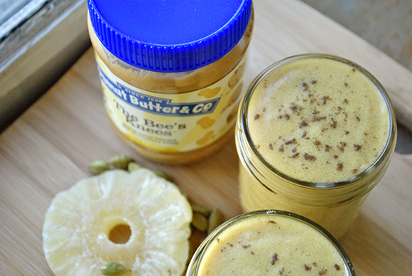 Cardamom Honey Peanut Butter and Pineapple Smoothie