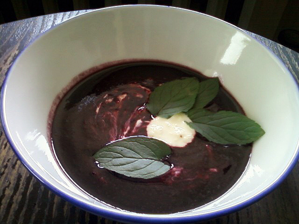 Cold Mulberry Soup with Ginger Yogurt